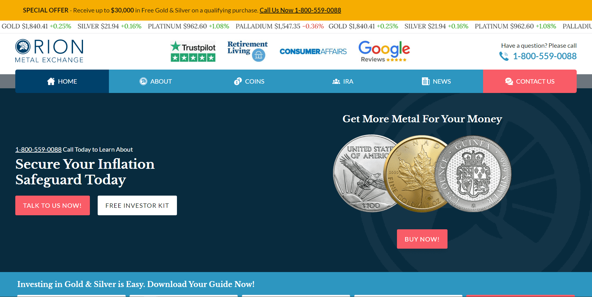 orion metal exchange gold ira review homepage