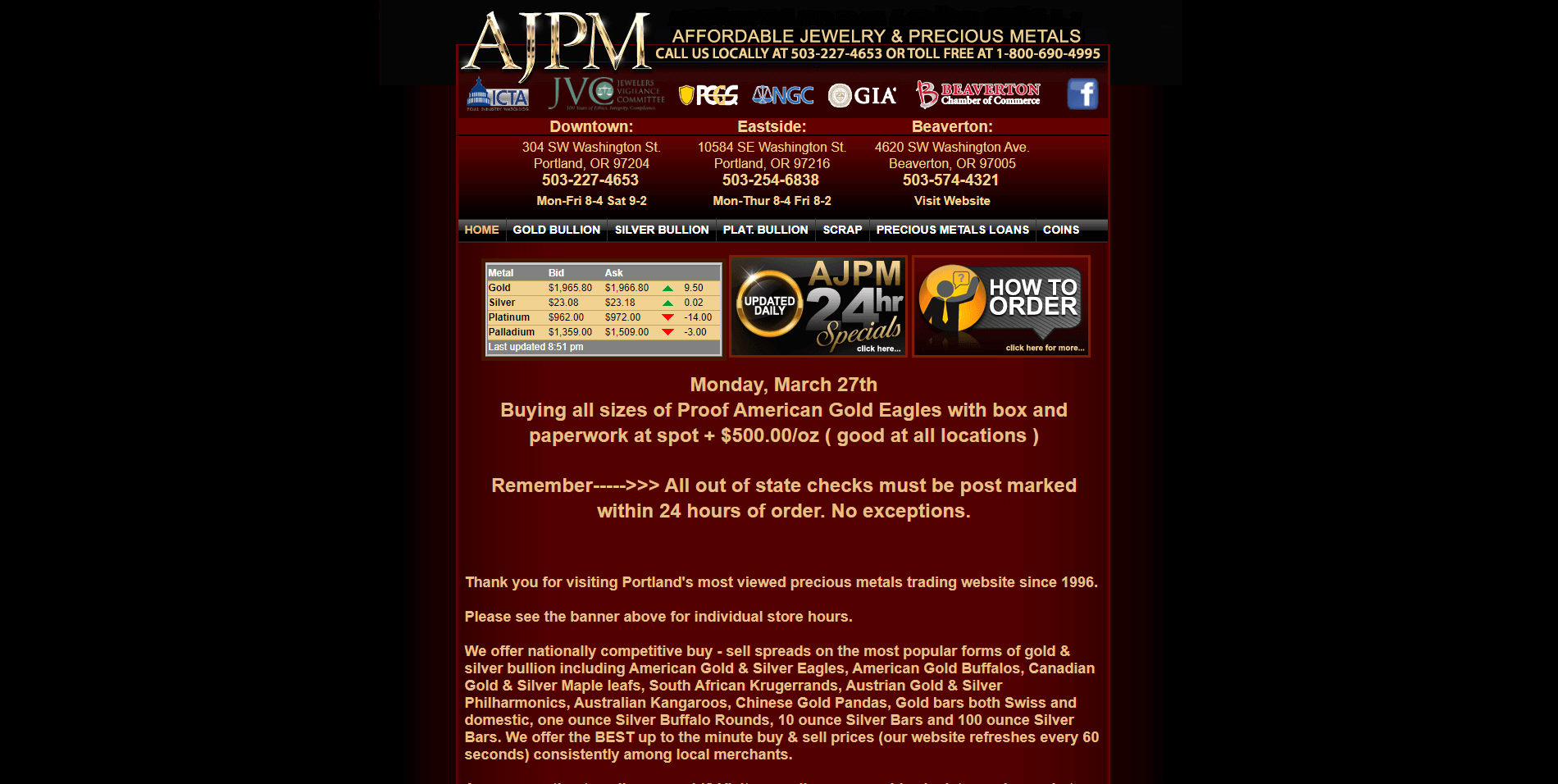 ajpm gold gold ira review homepage