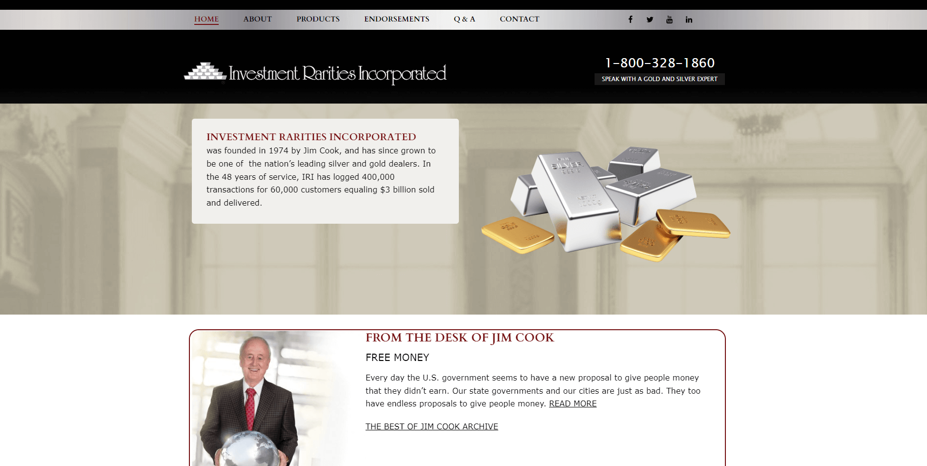 investment rarities gold ira review homepage