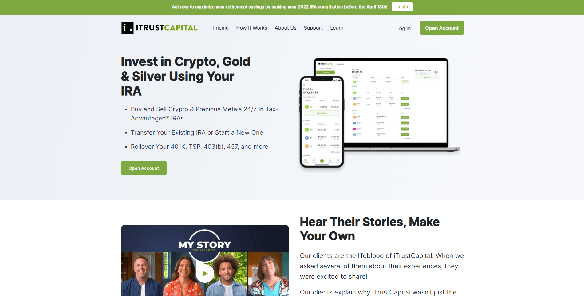itrustcapital gold ira review homepage