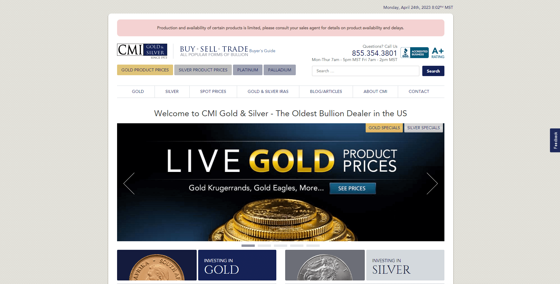 cmi gold and silver gold ira review homepage