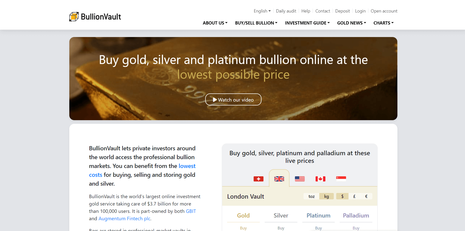 bullionvault gold ira review homepage